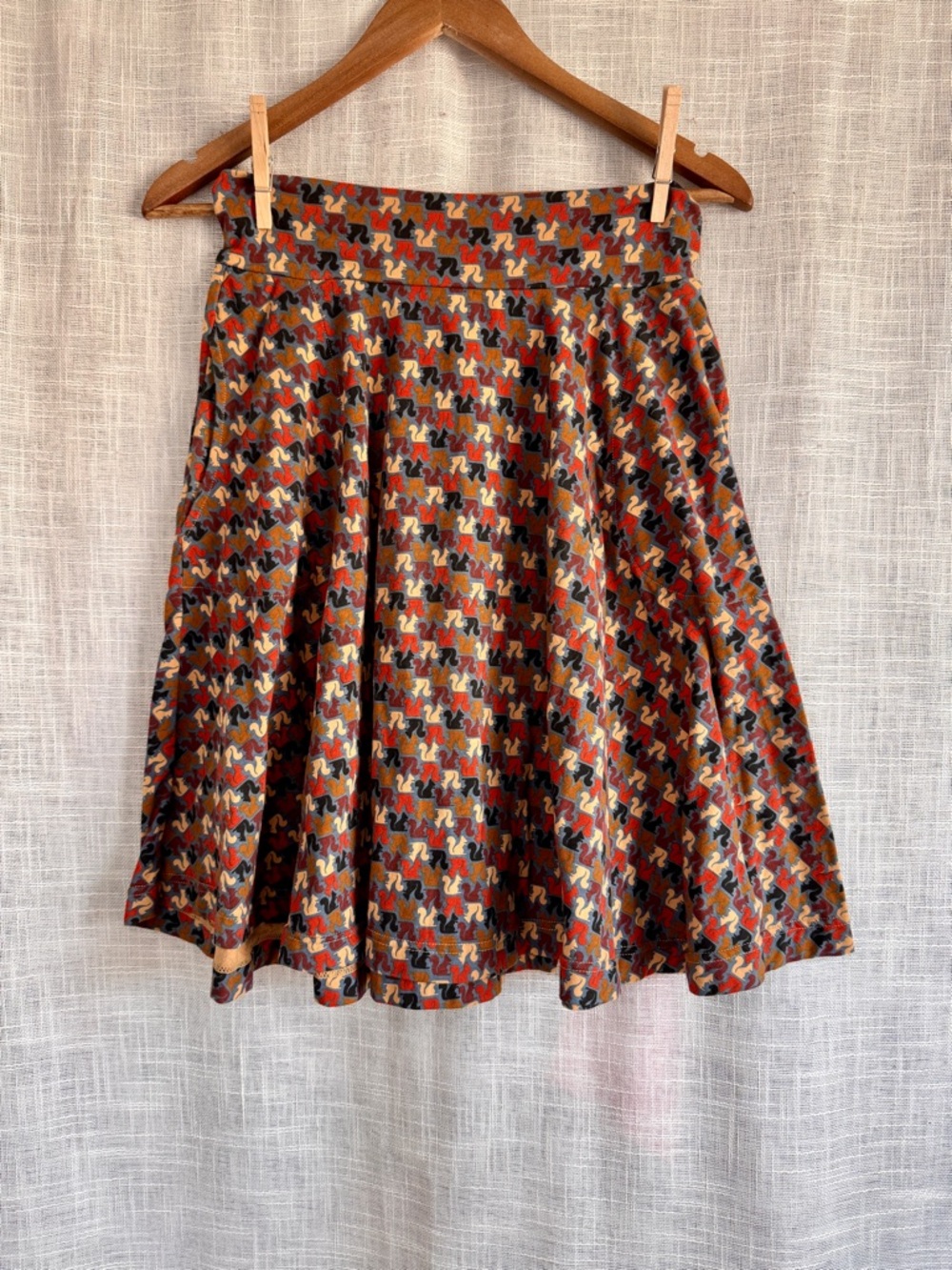 Effie's Heart Circle A-Line Skirt Squirrel Print Pockets Size Medium